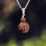 8mm Double Rudraksha Silver Beads Necklace Taseel Bohemia Dark Matter