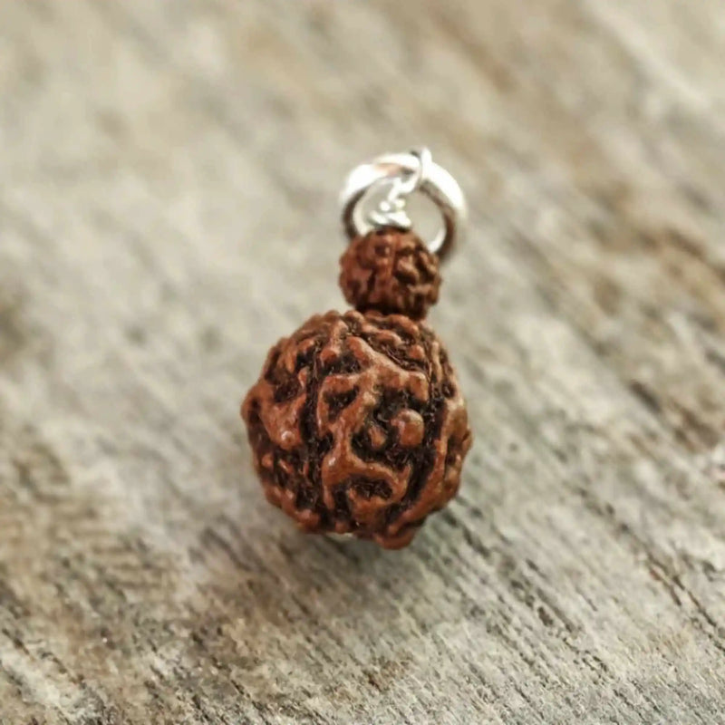 8mm Double Rudraksha Silver Beads Necklace Taseel Bohemia Dark Matter