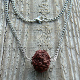 8mm Brown Rudraksha 925 Silver Beads Necklace Wristband Chain