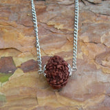8mm Brown Rudraksha 925 Silver Beads Necklace Wristband Chain