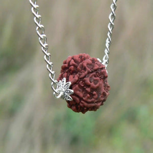 8mm Brown Rudraksha 925 Silver Beads Necklace Wristband Chain