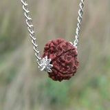 8mm Brown Rudraksha 925 Silver Beads Necklace Wristband Chain