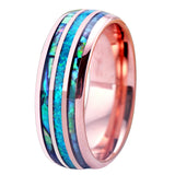 8mm Opal & Abalone Shell Tungsten Wedding Band Women S6-S13