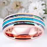 8mm Opal & Abalone Shell Tungsten Wedding Band Women S6-S13
