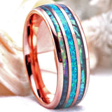 8mm Opal & Abalone Shell Tungsten Wedding Band Women S6-S13