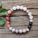 8mm Fire Quartz Purple White Stone Beads Moon Rose Quartz Pendant