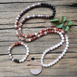 8mm Fire Quartz Purple White Stone Beads Moon Rose Quartz Pendant