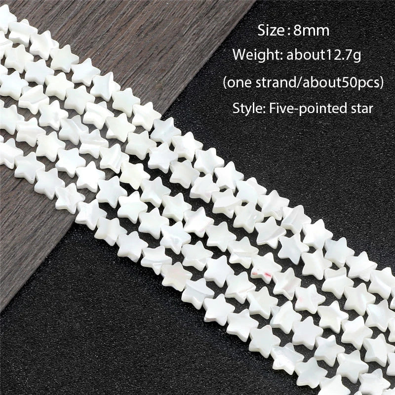 8mm Mother Of Pearls Shell Pentagram Beads for Jewelry Making