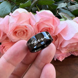 8mm Tungsten Men Wedding Band Willow Twig Engraved Comfort Fit