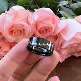 8mm Tungsten Men Wedding Band Willow Twig Engraved Comfort Fit