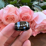 8mm Tungsten Men Wedding Band Willow Twig Engraved Comfort Fit