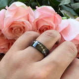 8mm Tungsten Men Wedding Band Willow Twig Engraved Comfort Fit