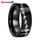 8mm Tungsten Men Wedding Band Willow Twig Engraved Comfort Fit