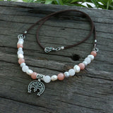 8mm Freshwater Pearls With Stones Beads Necklace, Slavic Ethnic Jewelry