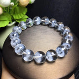 8mm Rutilated Quartz Snow Bracelet Clear Beads Cat Eye Bangle