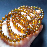 8mm Yellow Amber Round Beads Bracelet from Burma
