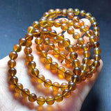 8mm Yellow Amber Round Beads Bracelet from Burma
