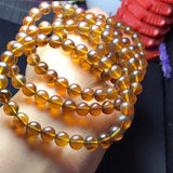 8mm Yellow Amber Round Beads Bracelet from Burma
