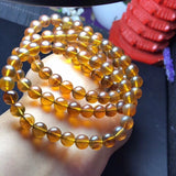 8mm Yellow Amber Round Beads Bracelet from Burma