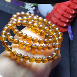 8mm Yellow Amber Round Beads Bracelet from Burma