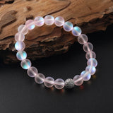 Glitter Stone Beads Bracelet with CZ Copper Charm Stretchy Jewelry