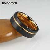 8mm Tungsten Wedding Band Offset Line Engagement Ring