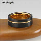 8mm Tungsten Wedding Band Offset Line Engagement Ring