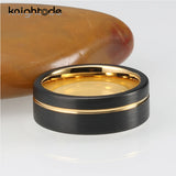8mm Tungsten Wedding Band Offset Line Engagement Ring