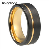 8mm Tungsten Wedding Band Offset Line Engagement Ring