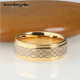 8mm Tungsten Carbide Wedding Band Keltic Knot Engraved Engagement Ring