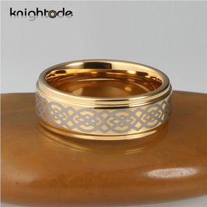 8mm Tungsten Carbide Wedding Band Keltic Knot Engraved Engagement Ring