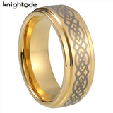 8mm Tungsten Carbide Wedding Band Keltic Knot Engraved Engagement Ring