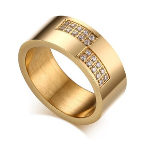 Gold-color Wedding Ring CZ Zircon Stone Promise Jewelry