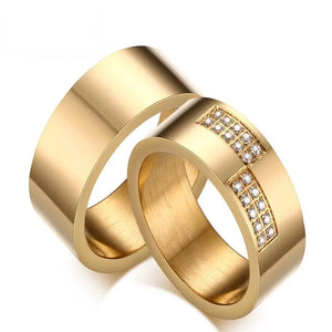 Gold-color Wedding Ring CZ Zircon Stone Promise Jewelry