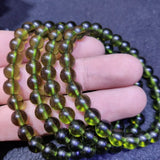 8mm Green GEM MOLDAVITE Meteorite Impact Glass Czech bracelet drop