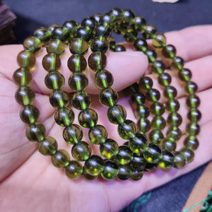 8mm Green GEM MOLDAVITE Meteorite Impact Glass Czech bracelet drop
