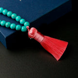 8mm Green Howlite Necklace Stone 108 Beads Buddha Tassel Charms Bracelet