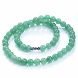 8mm Green Jade Round Beaded Necklace Strand Women Jewelry