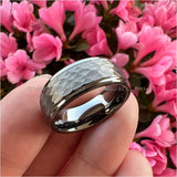 8mm Gunmetal Tungsten Carbide Ring Wedding Band Stepped Edges Comfort Fit