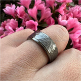 8mm Gunmetal Tungsten Carbide Ring Wedding Band Stepped Edges Comfort Fit