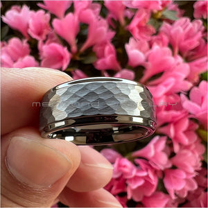 8mm Gunmetal Tungsten Carbide Ring Wedding Band Stepped Edges Comfort Fit