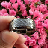 8mm Gunmetal Tungsten Carbide Ring Wedding Band Stepped Edges Comfort Fit