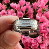 Gunmetal Tungsten Engagement Wedding Band Beveled Edges Comfort Fit