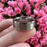 Gunmetal Tungsten Engagement Wedding Band Beveled Edges Comfort Fit