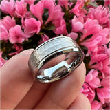 Gunmetal Tungsten Engagement Wedding Band Beveled Edges Comfort Fit