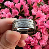 8mm Gunmetal Hammered Tungsten Carbide Rings Wedding Band