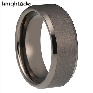 Gunmetal Tungsten Carbide Wedding Band Rings Beveled Polished Flat Matte Finish