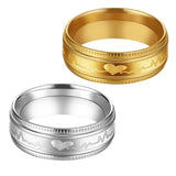 Heart EKG Rings Stainless Steel Engagement Wedding Bands
