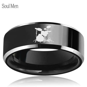 Tungsten Carbide Drum Set Music Band Ring Size 6-13