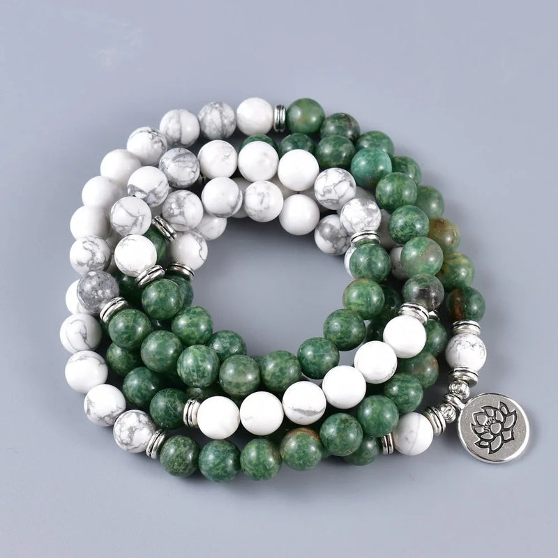 8mm Howlite African Jaspr Wrap Bracelet with Charms